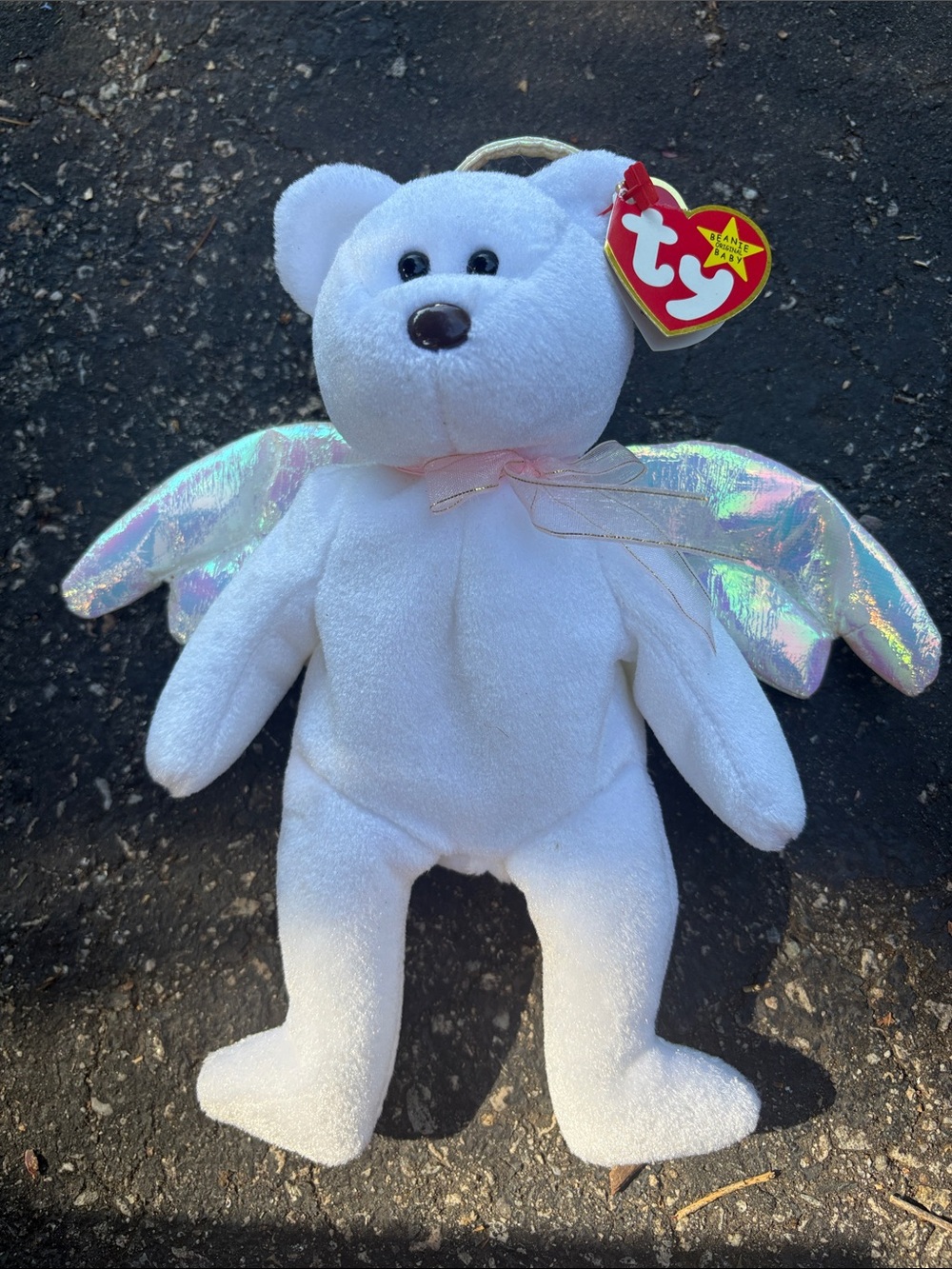 Ty White Angel Bear with Iridescent Wings